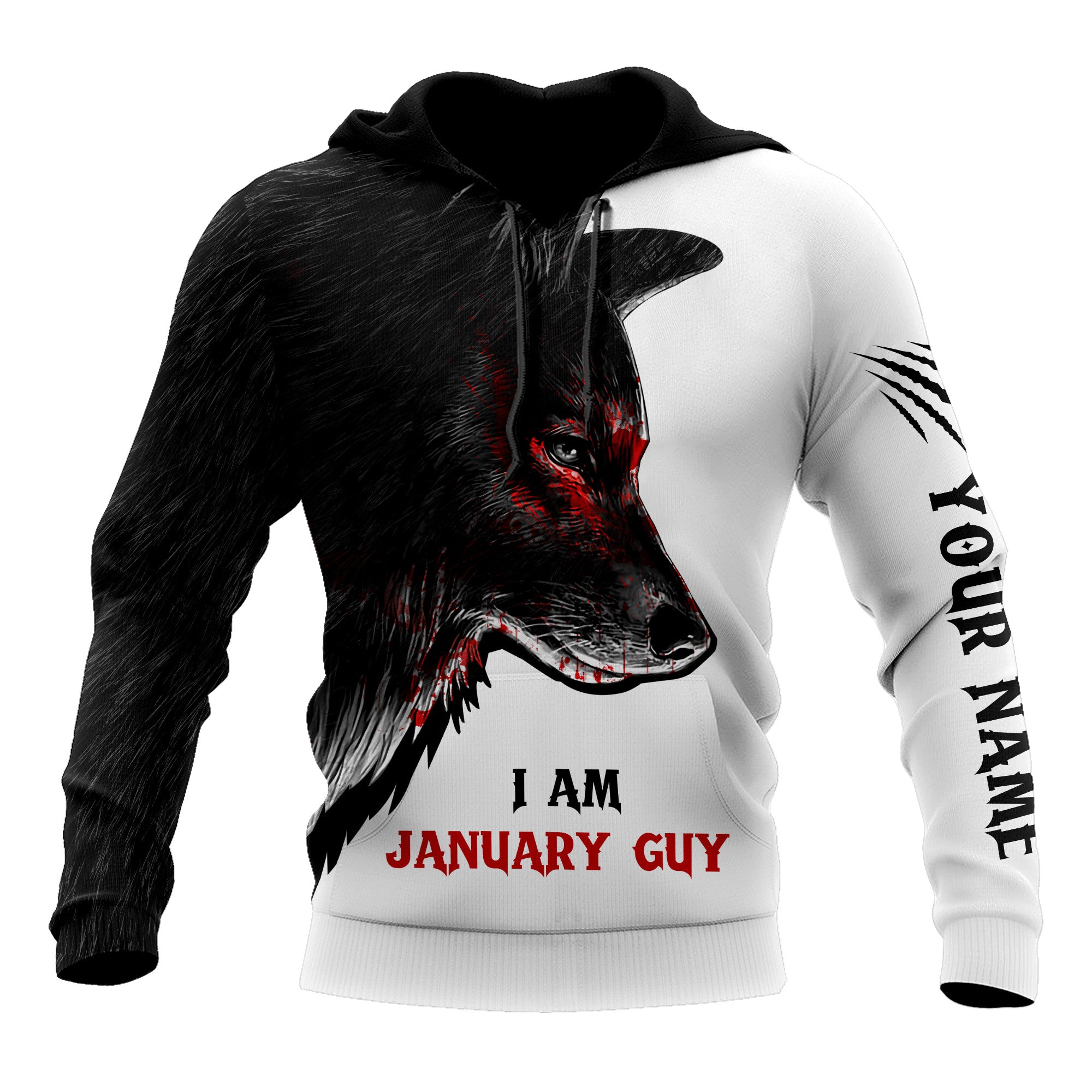 Custom Name January Guy Wolf 3D All Over Printed Unisex Shirts