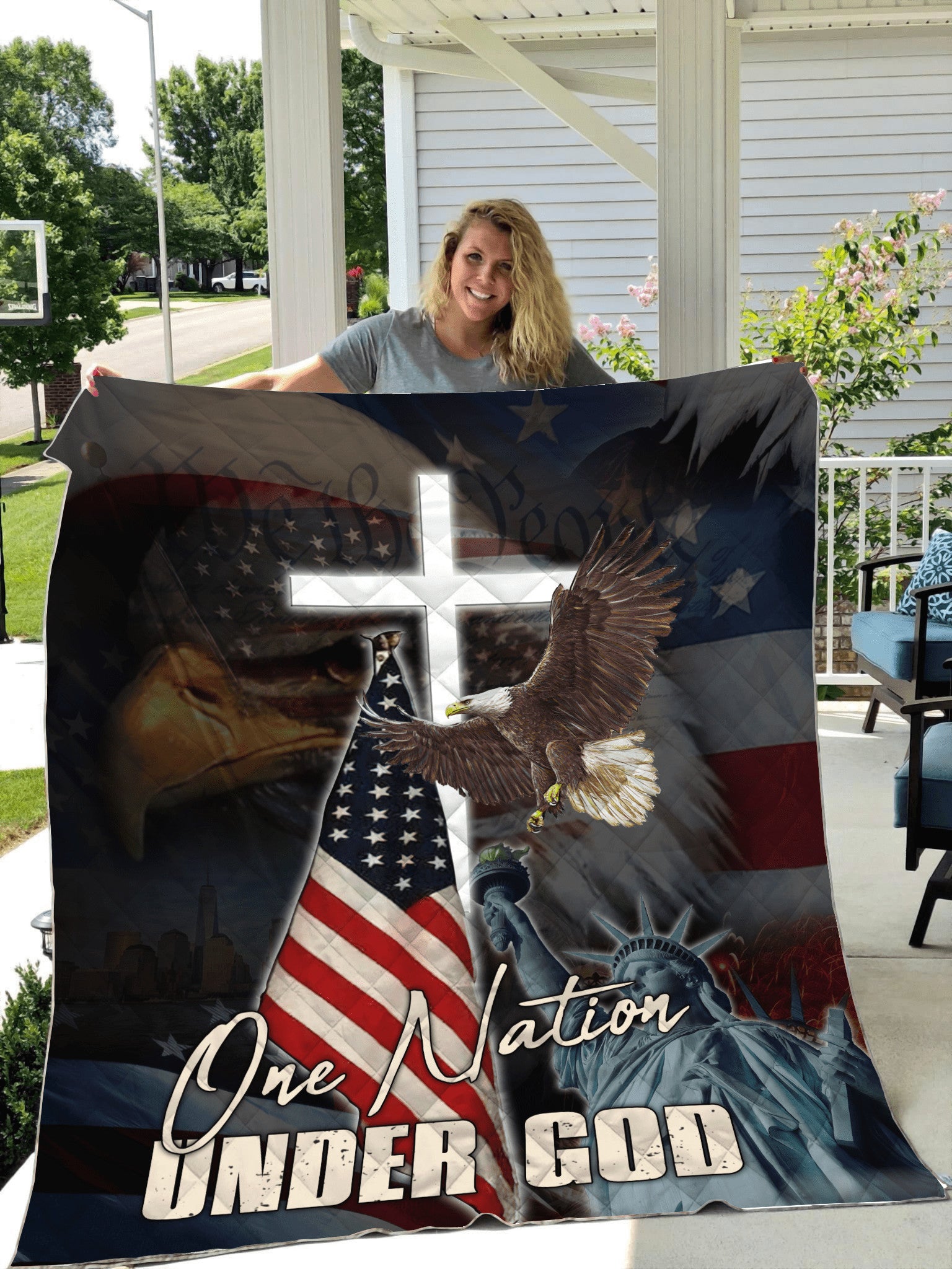 American - One Nation Under God 3D All Over Printed Quilt