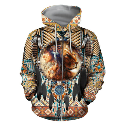 Lion Native American 3D All Over Printed Unisex Shirts