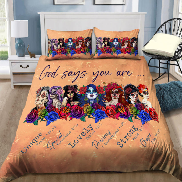 God Says You Are- Skull Girls Bedding Set MH1008204-TQH