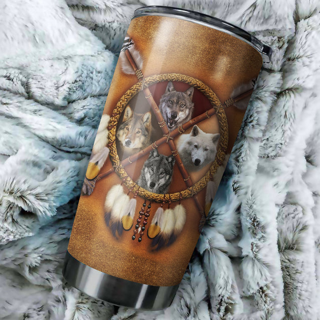 Wolf Native American Steel Tumbler