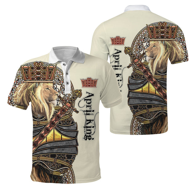 Custom Name April King Lion 3D All Over Printed Unisex Shirts