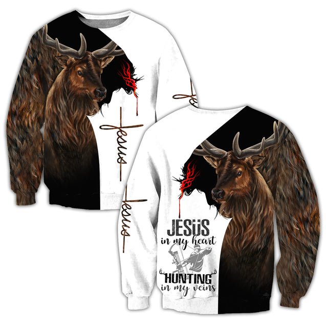 Jesus In My Heart, Hunting In My Vein 3D All Over Printed Unisex Shirt