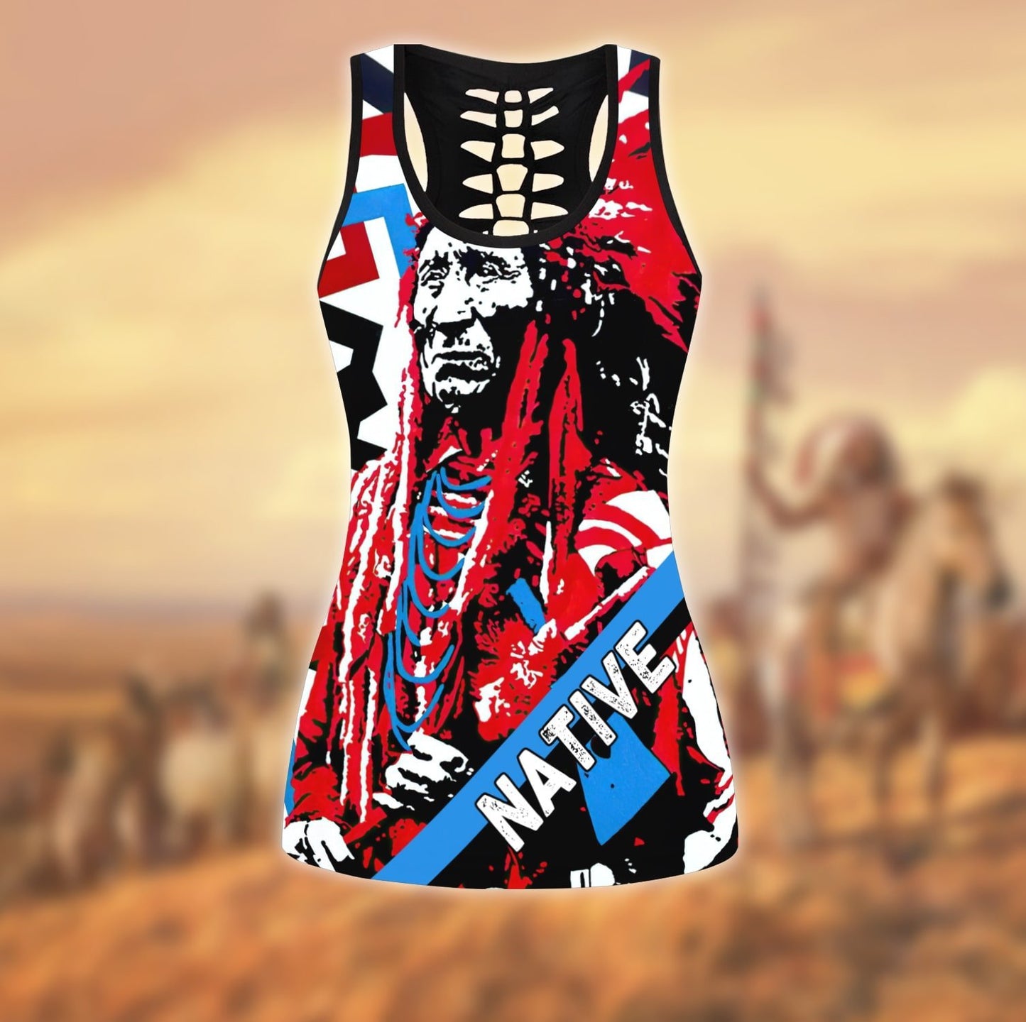 Native American 3D All Over Printed Legging + Hollow Tank Pi25032109