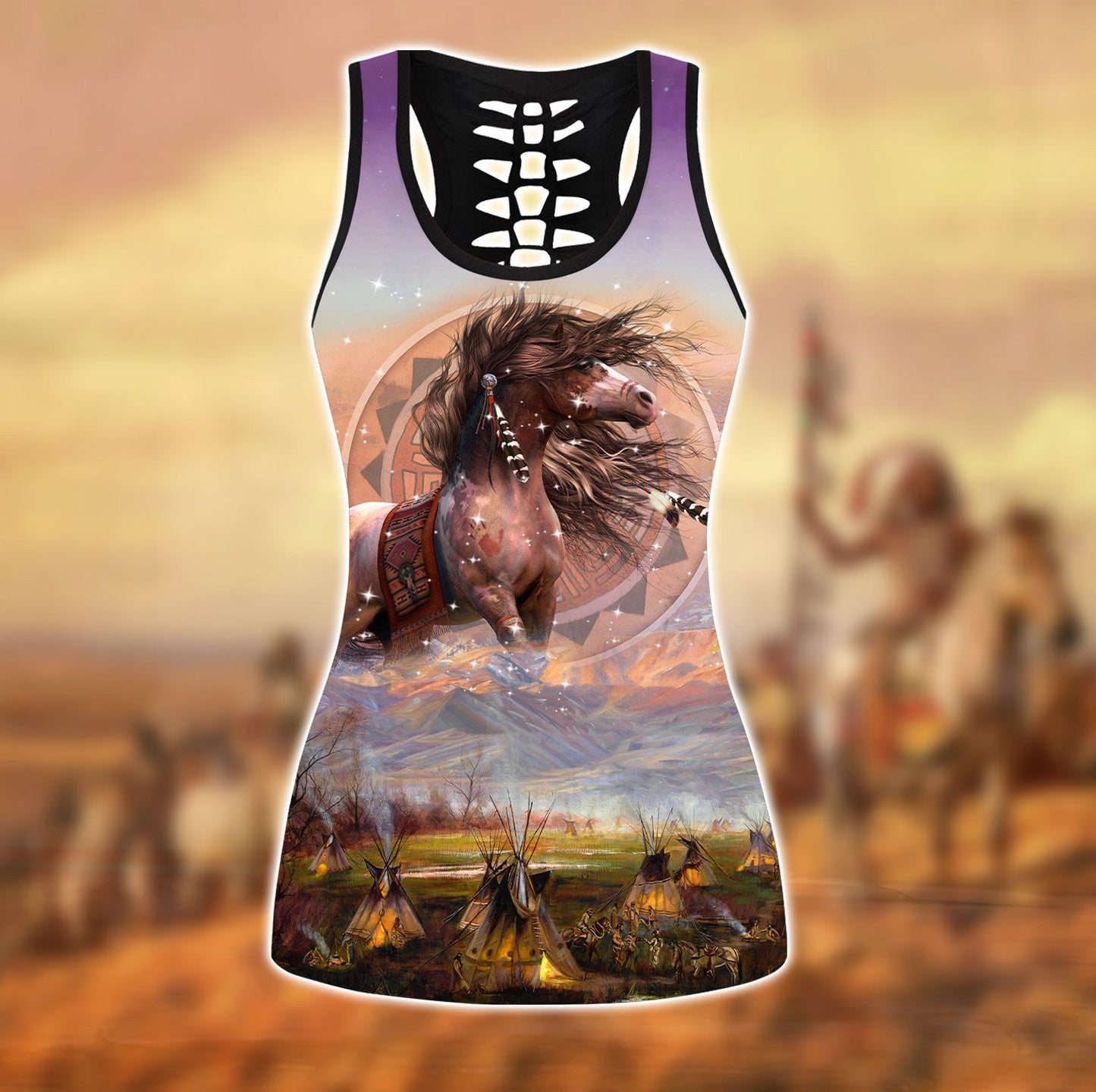 Native American 3D All Over Printed Legging + Hollow Tank