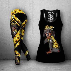 Sunflower Dachshund Combo Tank + Legging TA032434-Apparel-TA-S-S-Vibe Cosy™