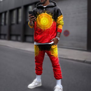 Aboriginal Flag Indigenous Sun 3D printed Combo Hoodie And Sweatpant