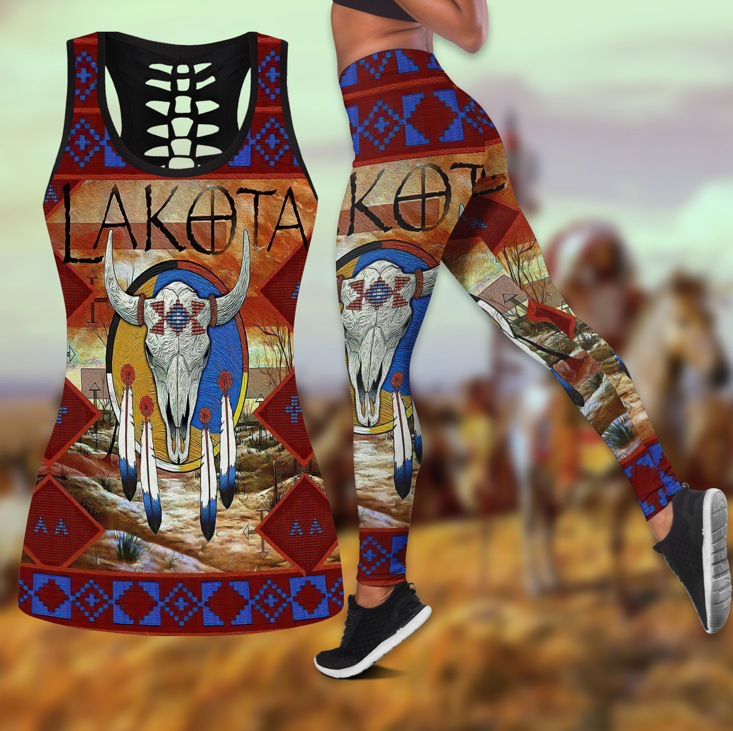 Native American 3D All Over Printed Legging + Hollow Tank