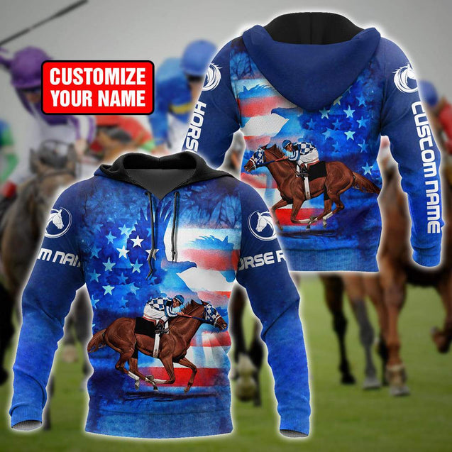 Personalized Name Horse Racing 3D All Over Printed Unisex Shirts American Rider