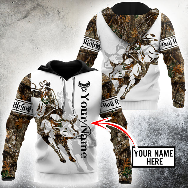 Personalized Name Bull Riding 3D All Over Printed Unisex Shirts Tattoo Ver 2