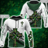 Irish St.Patrick Celtic cross 3d hoodie shirt for men and women custom name