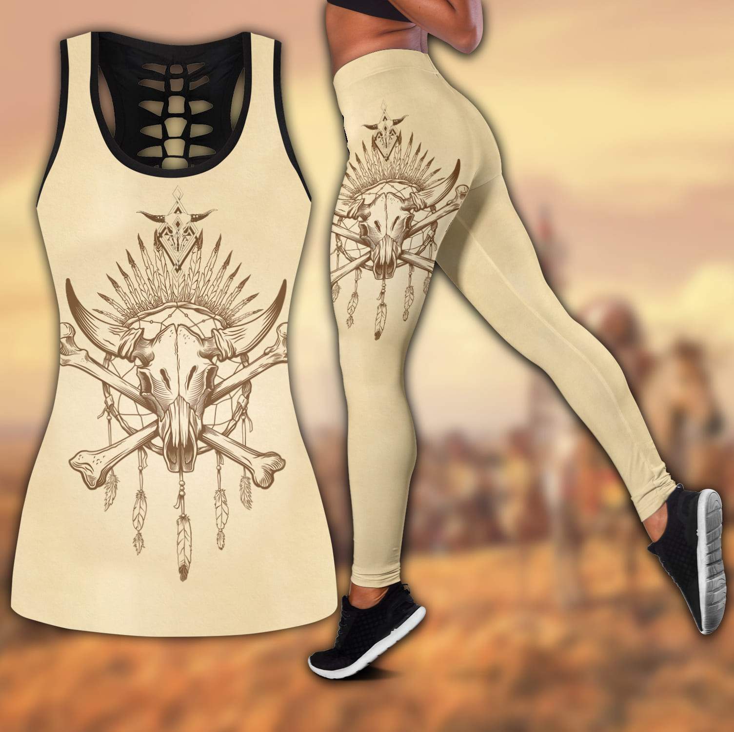 Native American 3D All Over Printed Legging + Hollow Tank