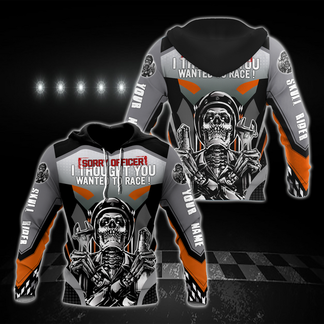 Customize Name Motorcycle Racing 3D All Over Printed Unisex Shirts Skull Rider