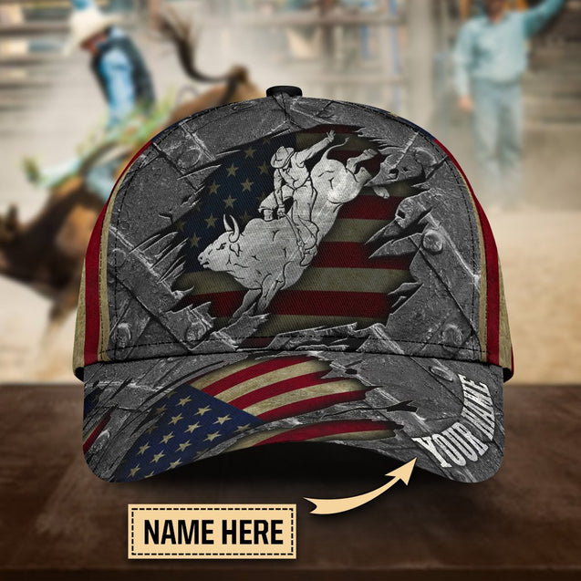 Personalized Name Bull Riding Classic Cap American Bull Rider