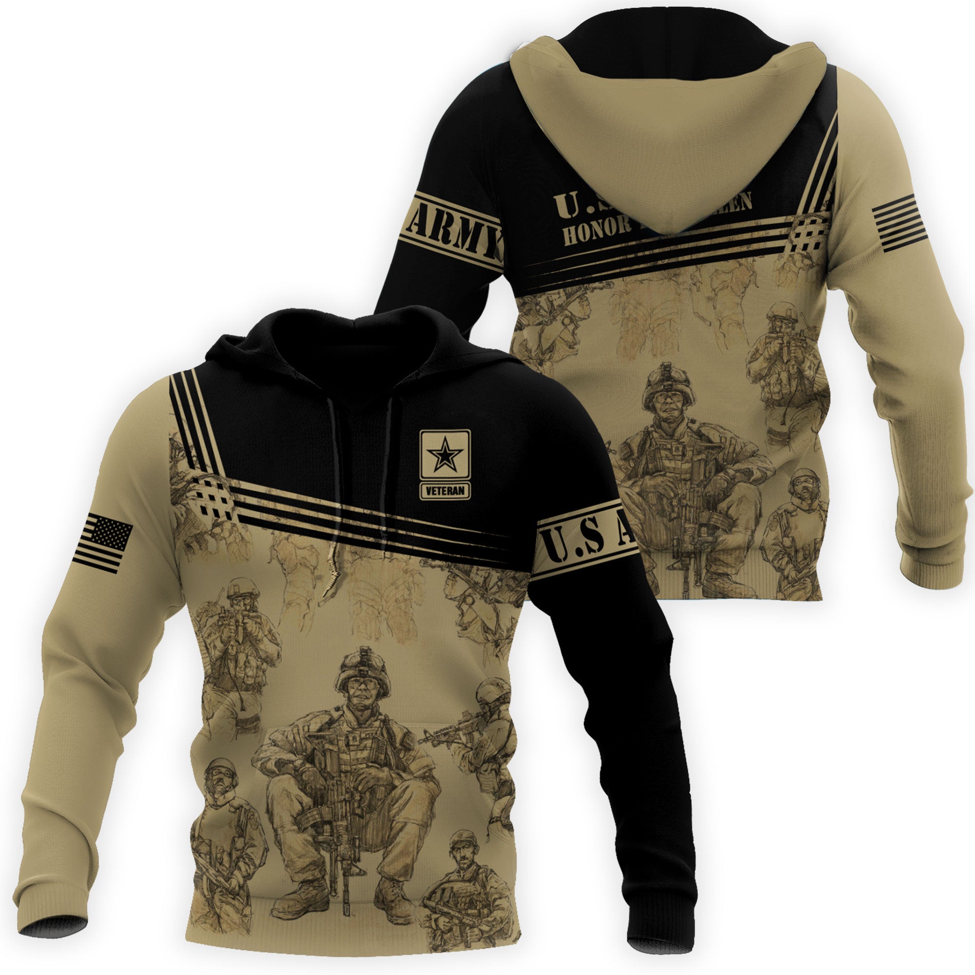 US Army Veteran 3D All Over Printed Unisex Shirts