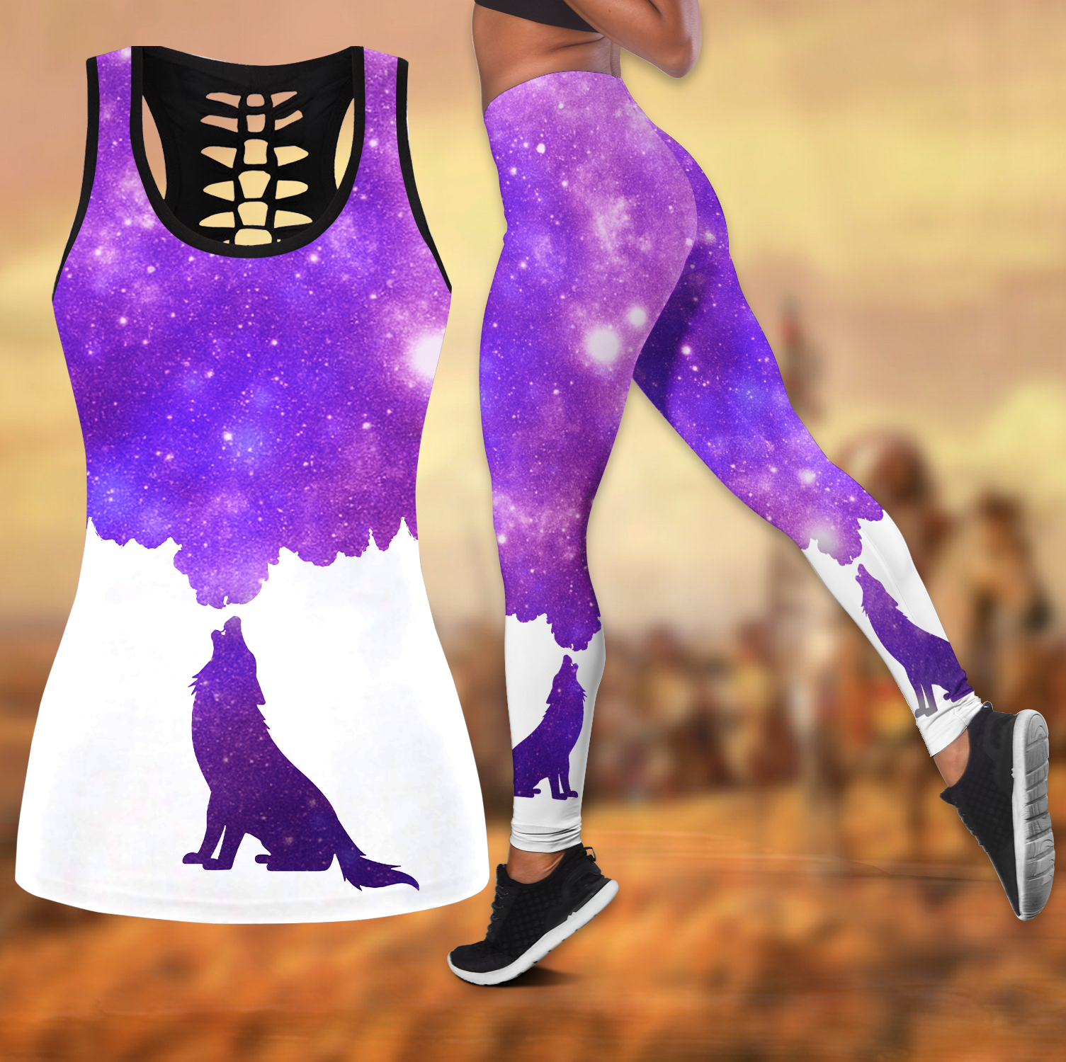 Wolf 3D All Over Printed Legging + Hollow Tank Combo