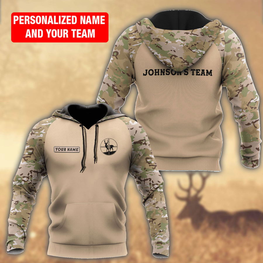 Customized Your Name And Team's Name Hunting Season 3D All Over Printed Unisex Shirts