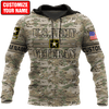 US Army Veteran Personalized Name 3D All Over Printed Unisex Hoodie