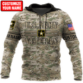 US Army Veteran Personalized Name 3D All Over Printed Unisex Hoodie