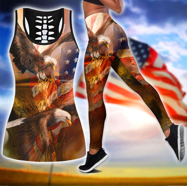 American 3D All Over Printed Legging + Hollow Tank