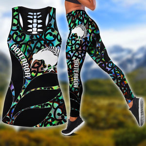 New Zealand Aotearoa Kiwi Silver Fern Paua Shell Deluxe Legging & Tank Top ML