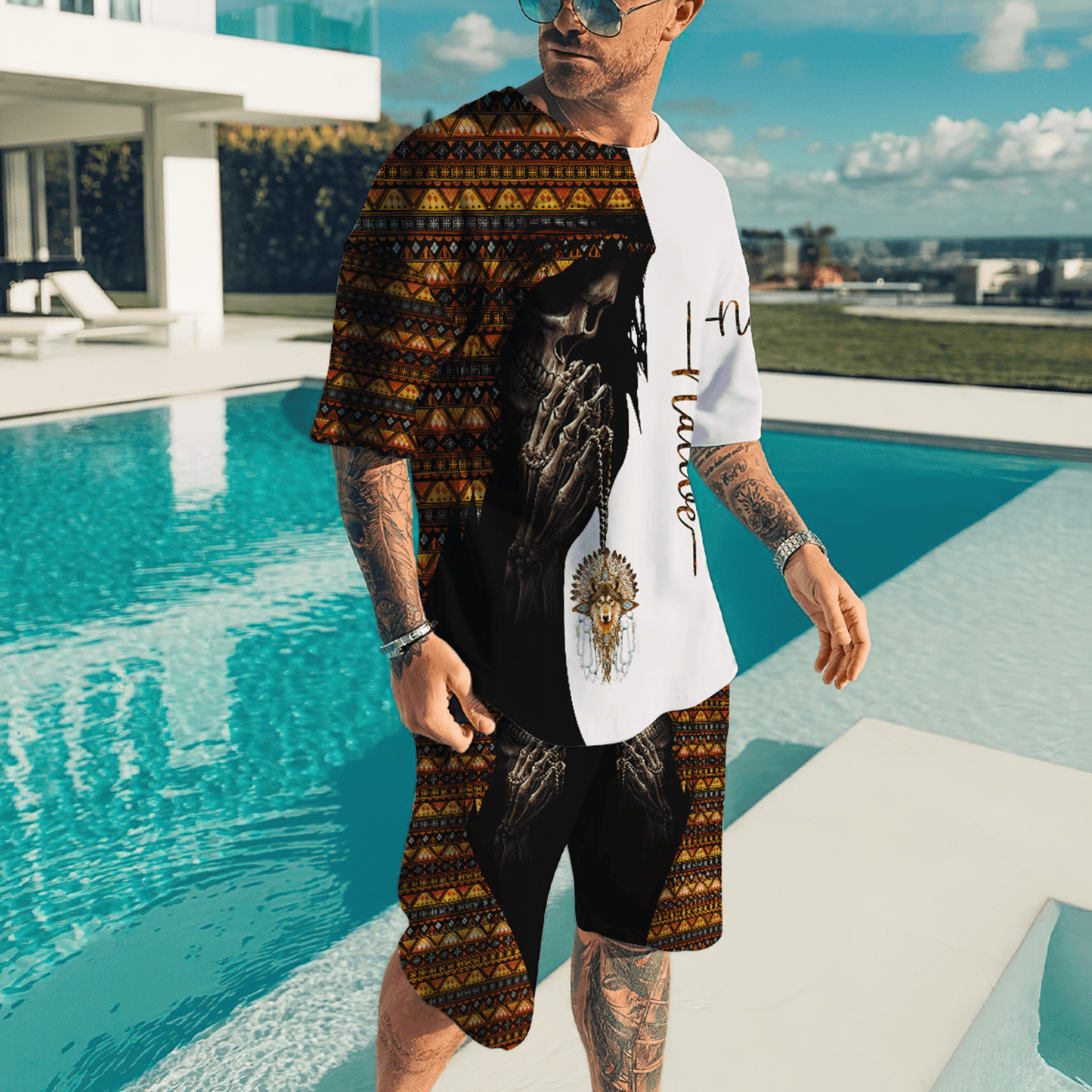 Native American Skull 3D All Over Printed Unisex Shirts