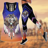 Wolf Native American 3D All Over Printed Legging + Hollow Tank Combo