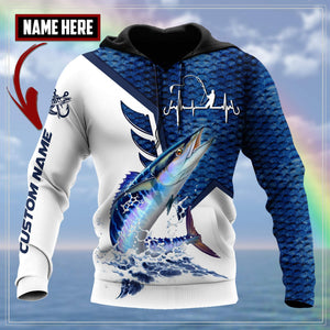 Wahoo Fish Fishing Heartbeat Custom name fishing shirts for men and women