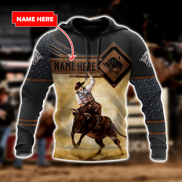 Personalized Name Bull Riding 3D All Over Printed Unisex Shirts Cowboy Up