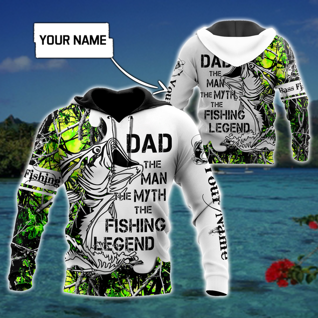 Custom name Dad Bass fishing Tattoo 3D print shirts