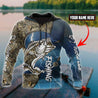 Custom name Bass fishing Sport - Blue ver 3D Design print shirts