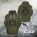 US Veteran Persionalized Name 3D All Over Printed Unisex Hoodie