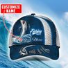 Custom Name Shark Fishing hat Hook 3D Painting print Cap