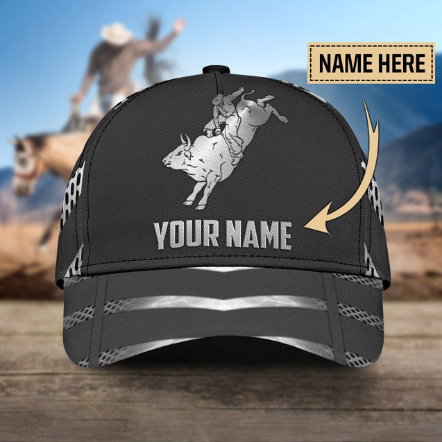 Personalized Name Bull Riding Classic Cap Metal Pattern