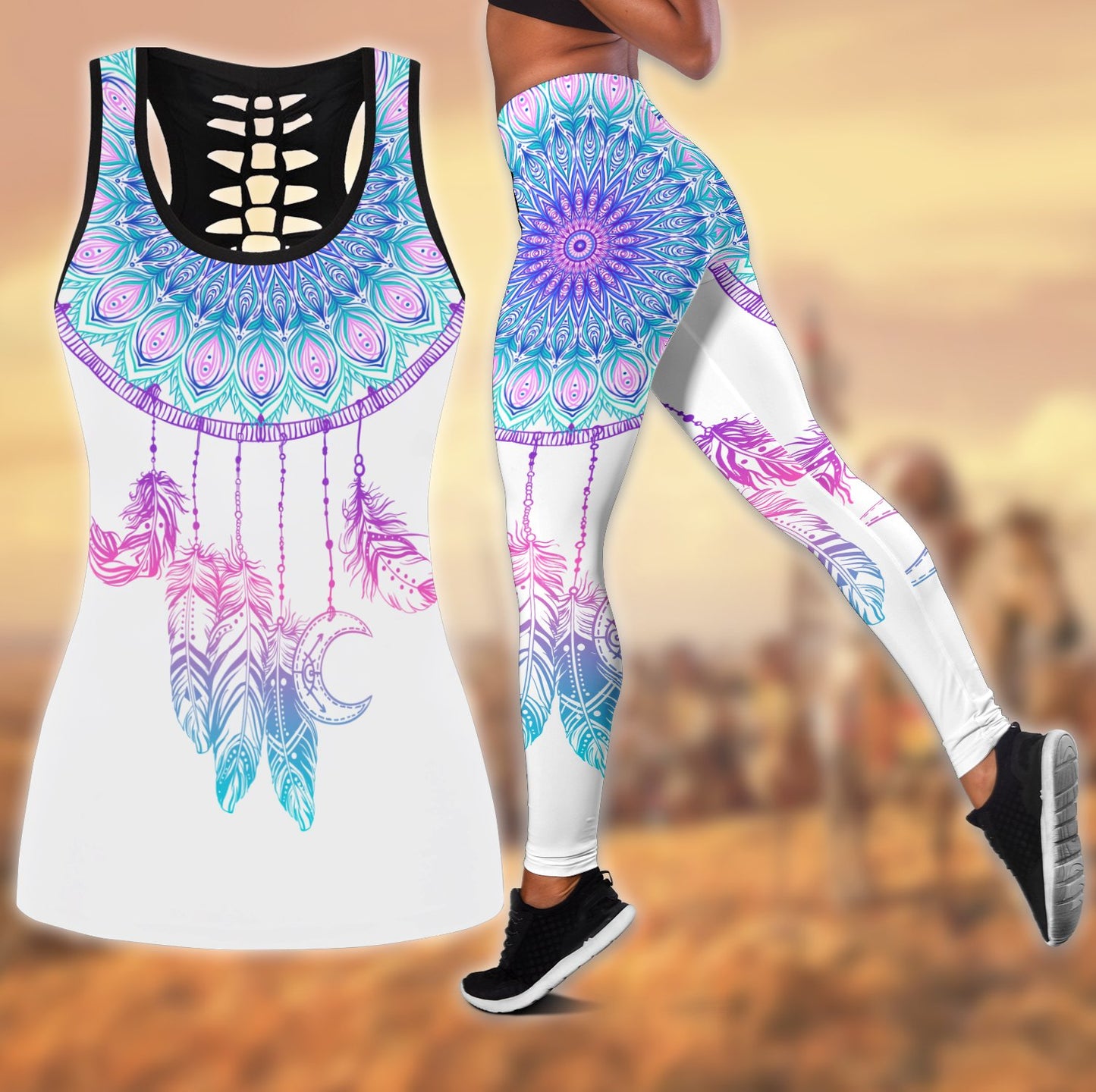 Native American 3D All Over Printed Legging + Hollow Tank
