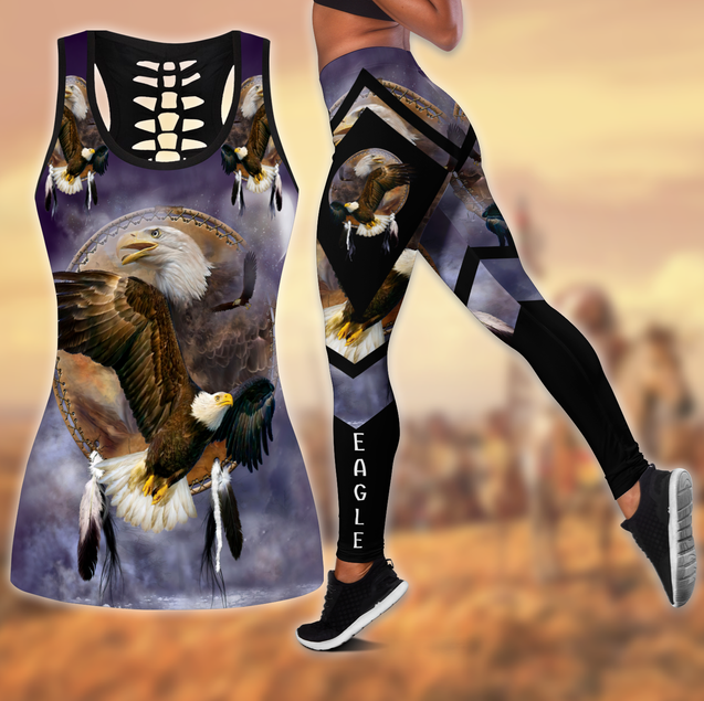 Eagle Native American 3D All Over Printed Legging + Hollow Tank