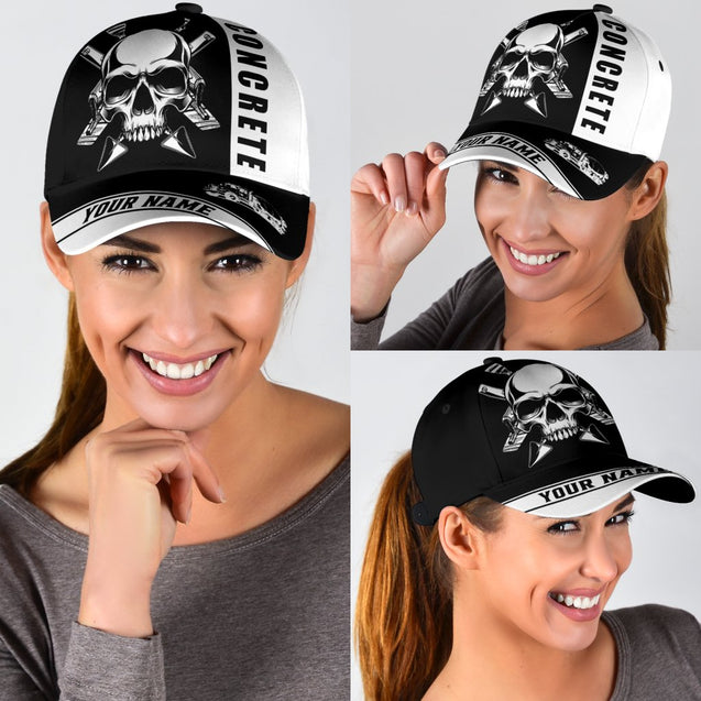 Concrete finisher equipment skull Custom name Cap