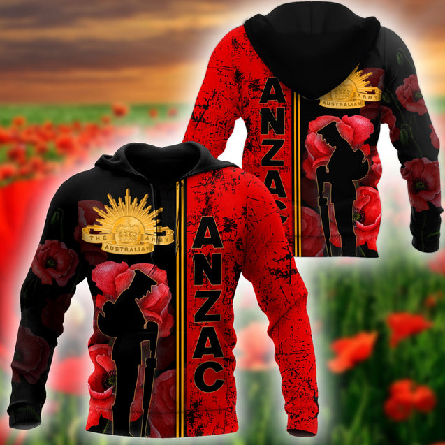 Premium Anzac Day Australian Army Poppy 3D Printed Unisex Shirts TN NTN03042104