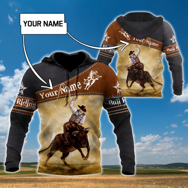 Customize Name Bull Riding 3D All Over Printed Unisex Shirts Cowboy