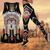 Wolf Native American 3D All Over Printed Legging + Hollow Tank