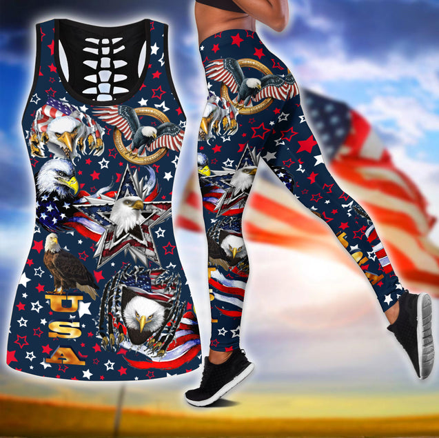 American 3D All Over Printed Legging + Hollow Tank