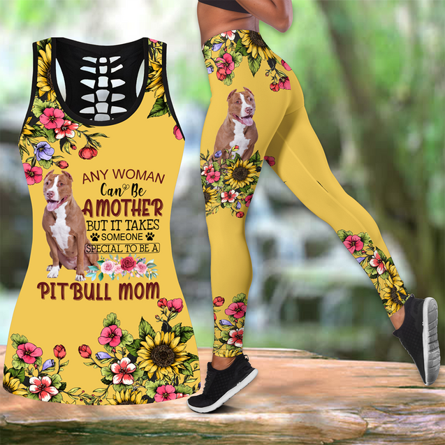 Pitbull flowers legging + hollow tank combo ver2