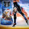 Happy Independence Day United States of America 3D All Over Printed Legging + Hollow Tank
