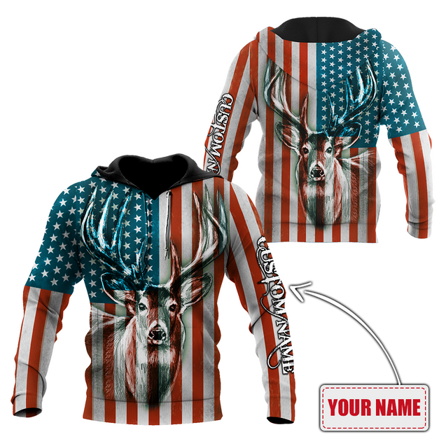 US Deer Persionalized Name 3D All Over Printed Shirts MH21052101