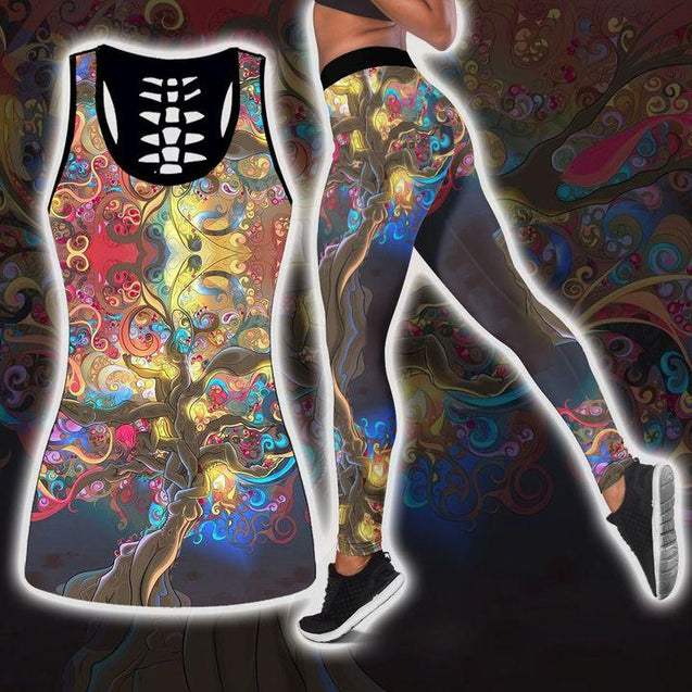 Premium Hippie Tree Of Life 3D Over Printed Legging & Tank Top