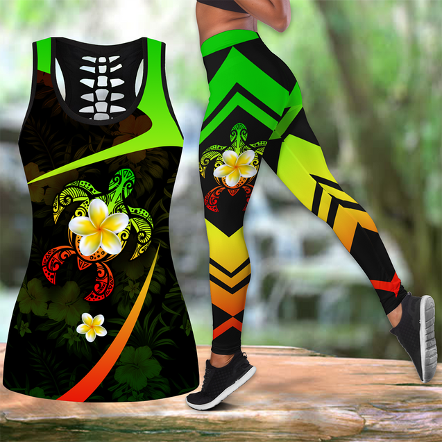 Turtle Polynesian Hawaii 3D Over Printed Legging & Tank Top