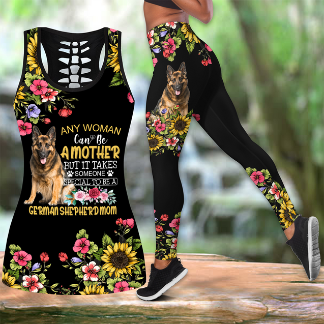 German Shepherd flowers legging + hollow tank combo