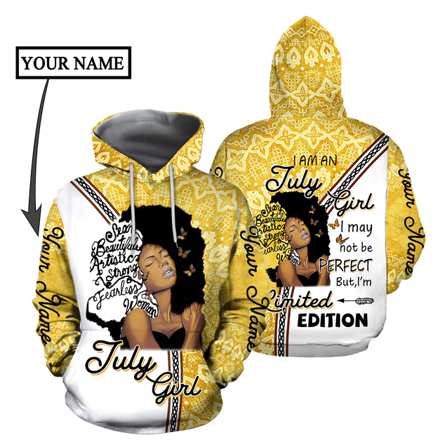 July Girl Personalized  Name 3D All Over Printed Hoodie