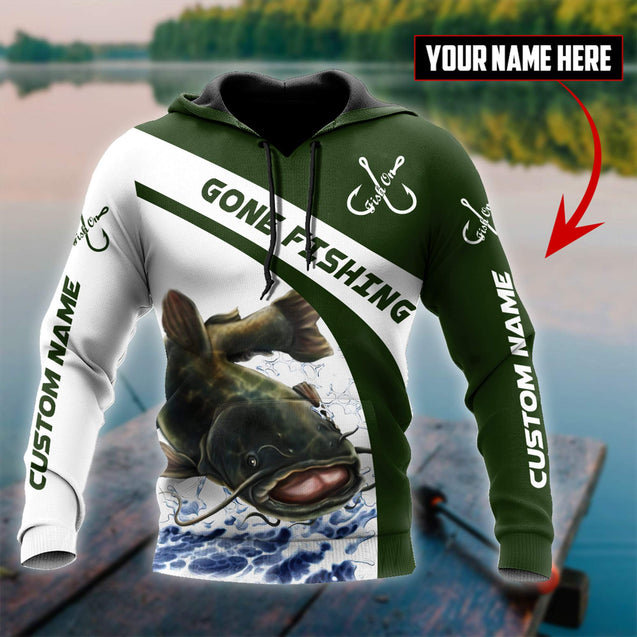 Custom name Catfish gone fishing 3D printed shirts