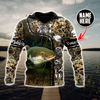 Custom name Catfish Fishing water camo 3D print shirts
